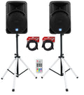 12-Inch Powered PA Speakers 2-Pack with LED Stands C573