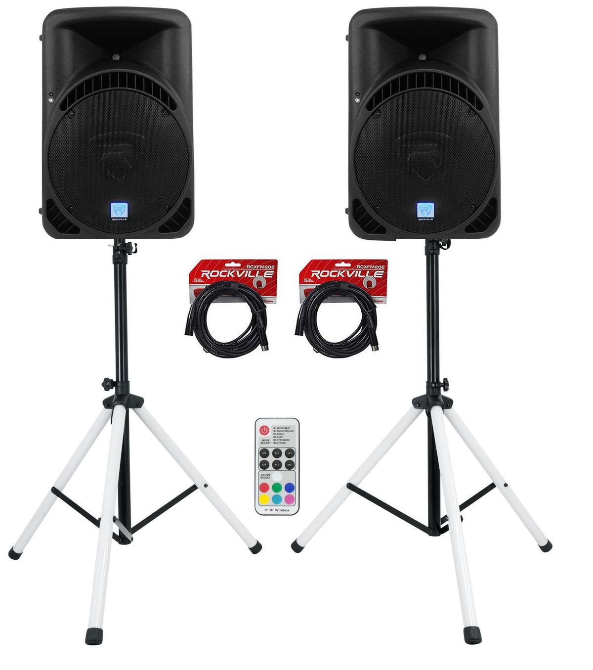 12-Inch Powered PA Speakers 2-Pack with LED Stands C573