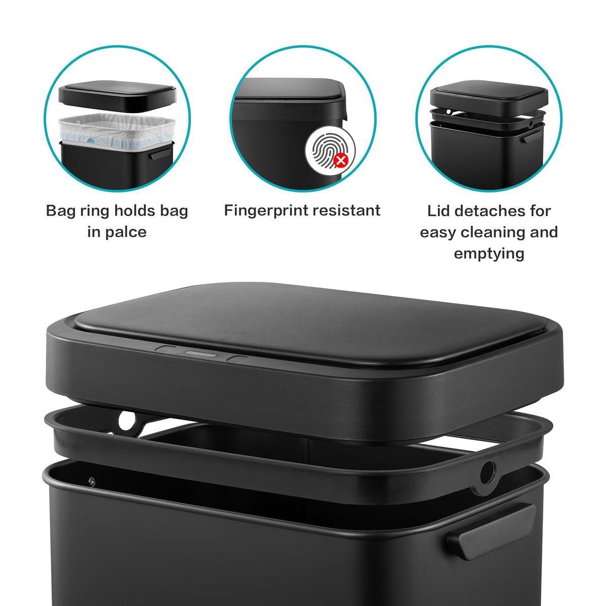 13 Gallon Touchless Stainless Steel Trash Can Q1563