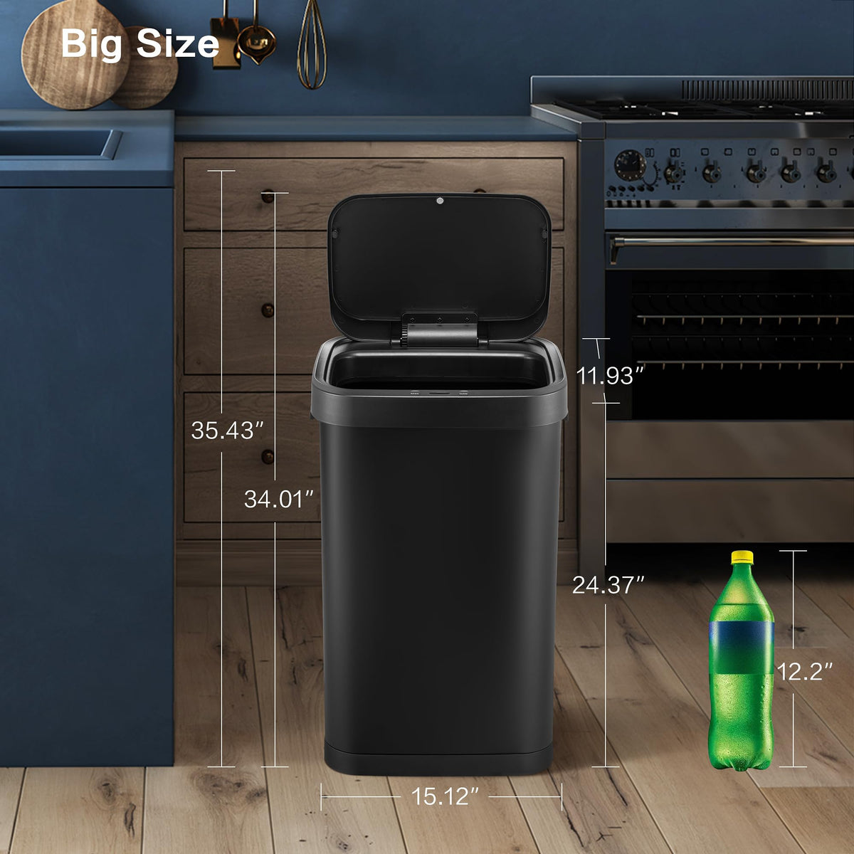 13 Gallon Touchless Stainless Steel Trash Can Q1563