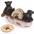 Black Bear Coaster Set with Canoe Holder A3406