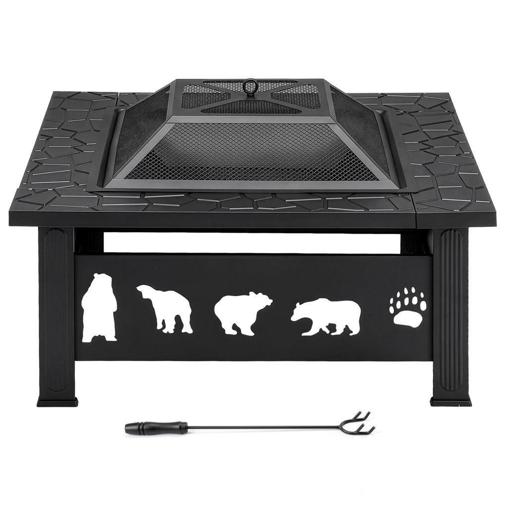 32" Outdoor Wood Burning Fire Pit Table Q423566