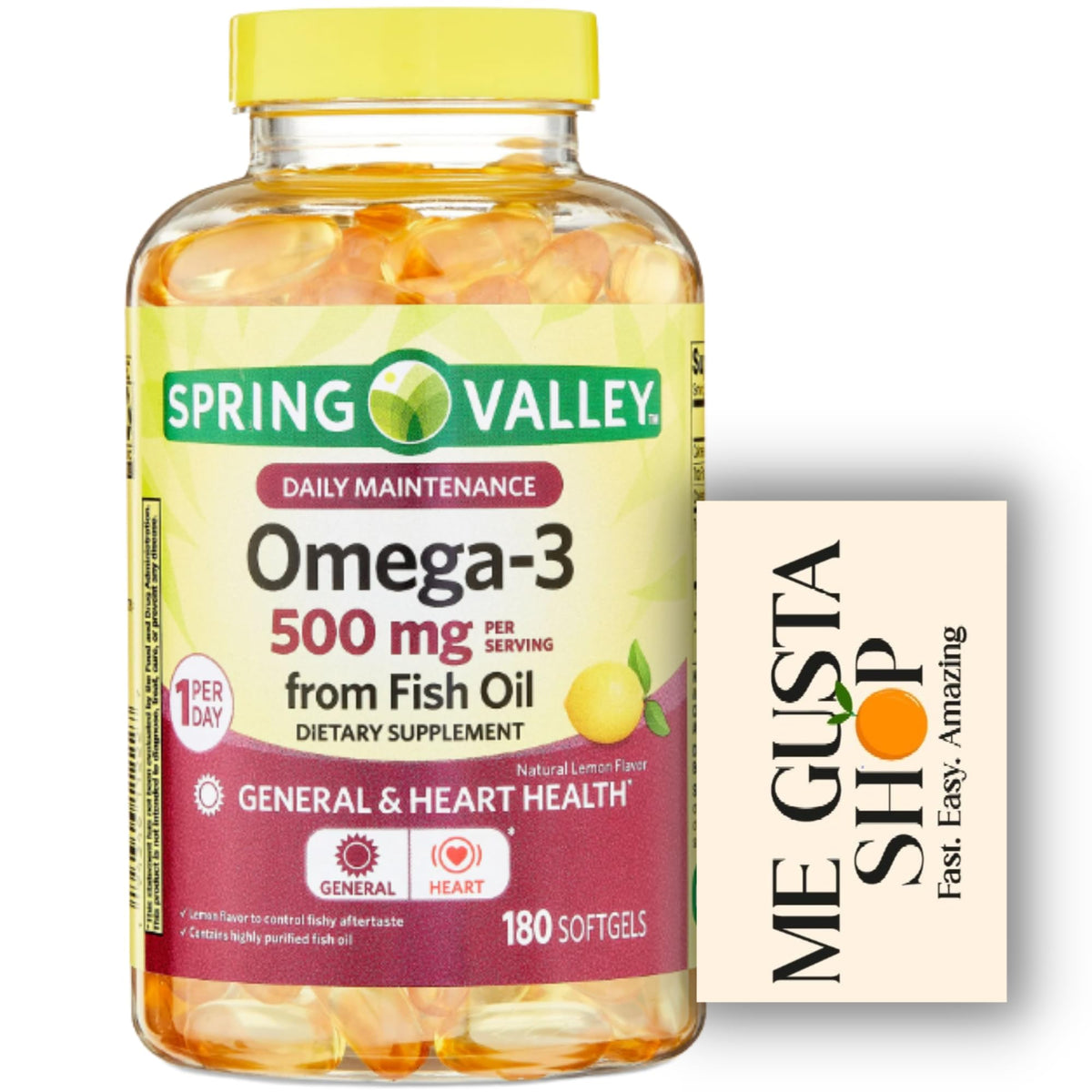 Omega 3 500mg 180 Softgels Fish Oil Dietary Supplements Y785
