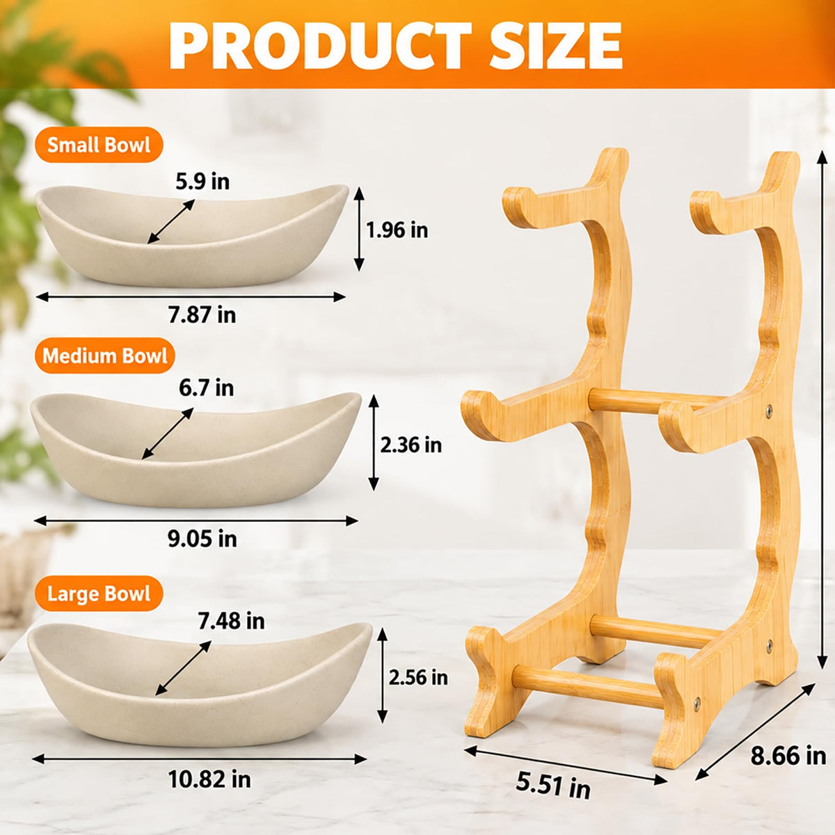3 Tier Ceramic Fruit Basket with Bamboo Stand K79413