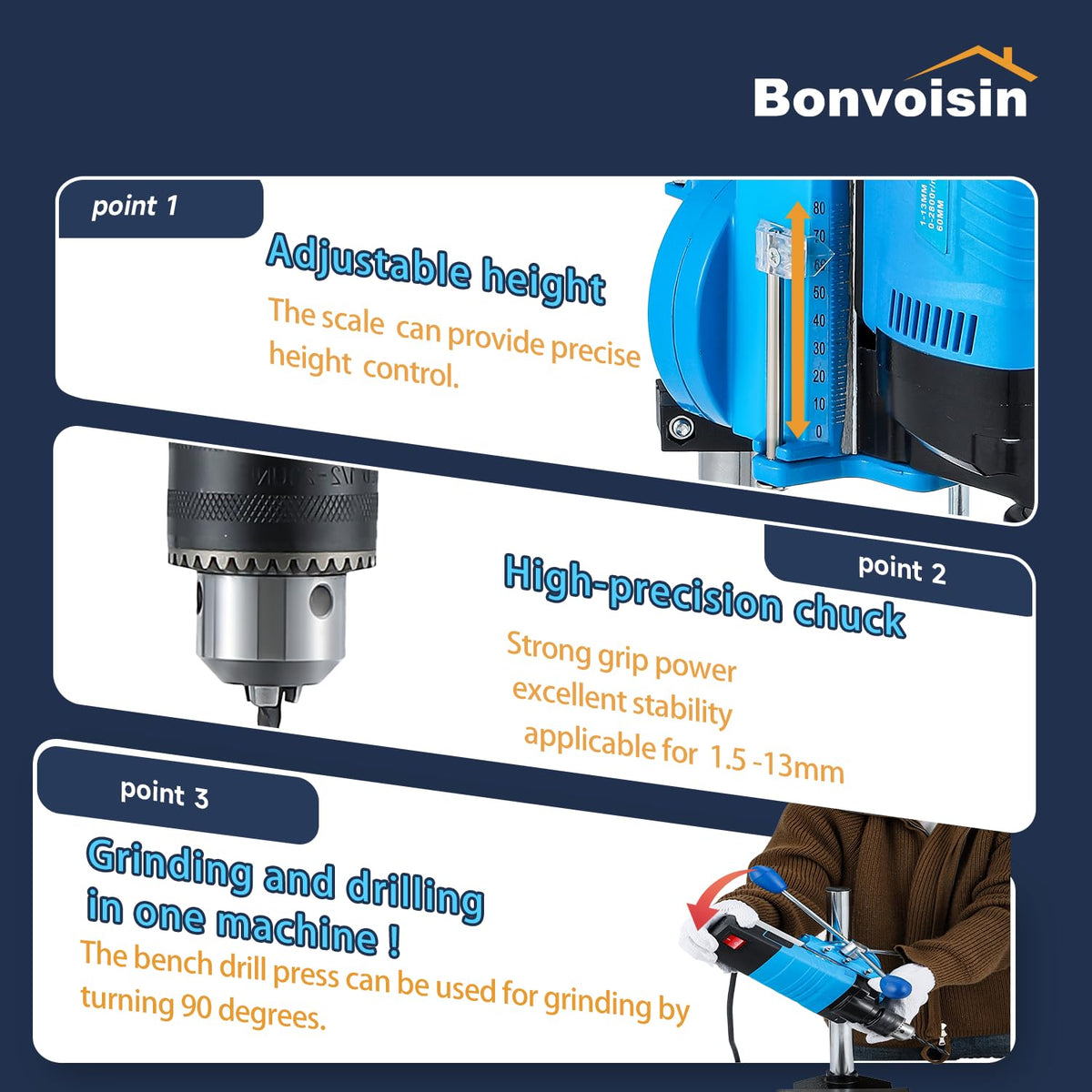 Mini Benchtop Drill Press 6 Variable Speed 1200W B143