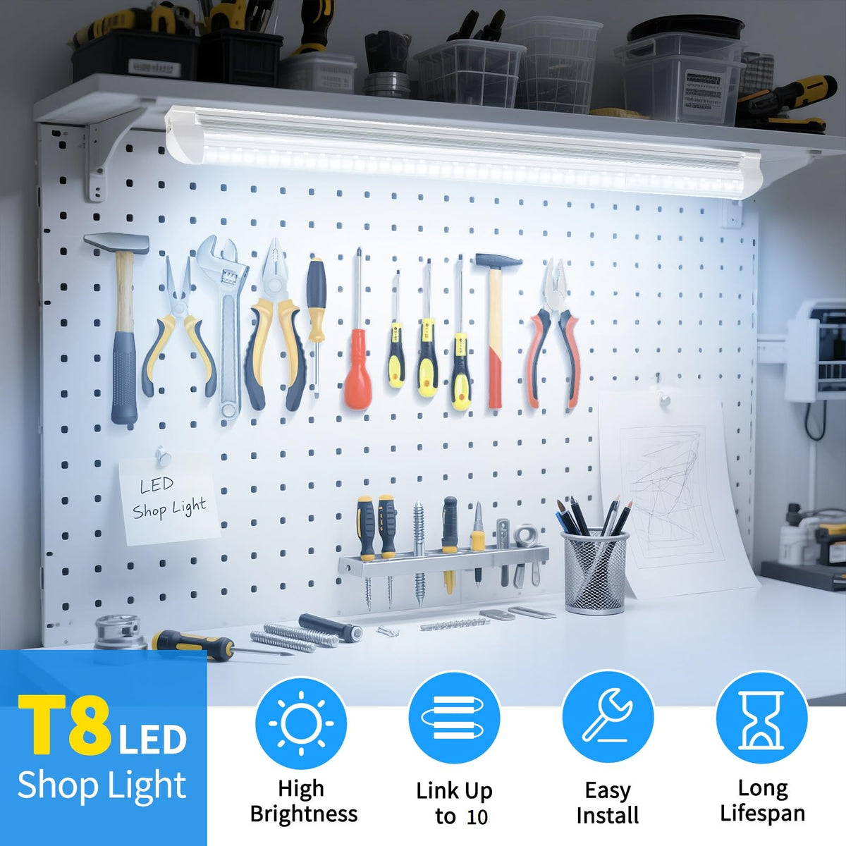 2FT 25W 3750LM 6500K Linkable LED Shop Light R1494