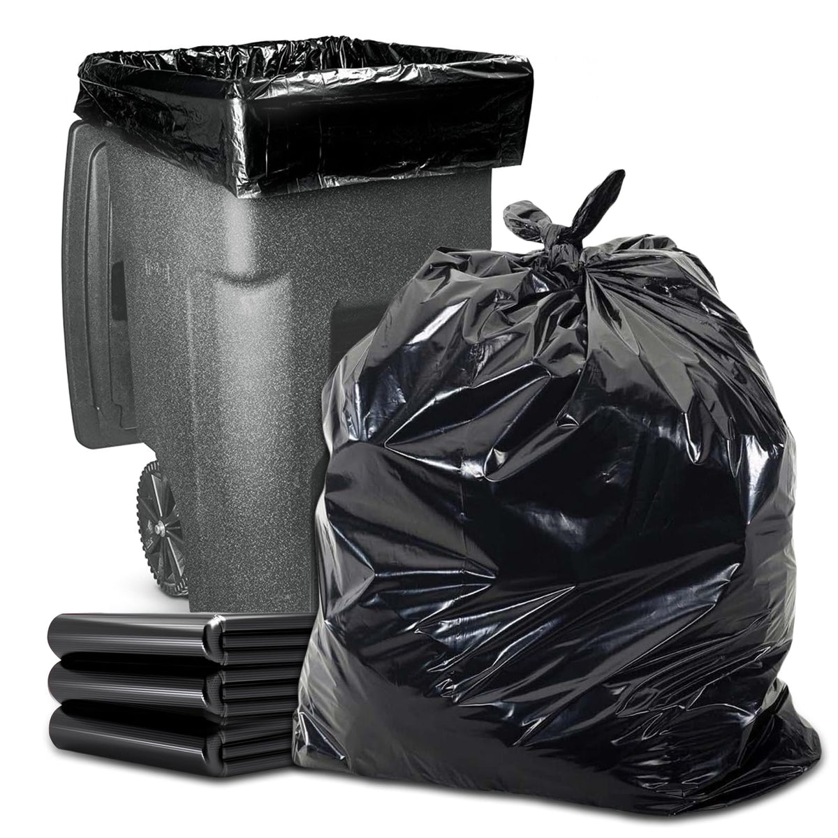 45 Gallon Heavy Duty Black Plastic Trash Bags 50 Count M951