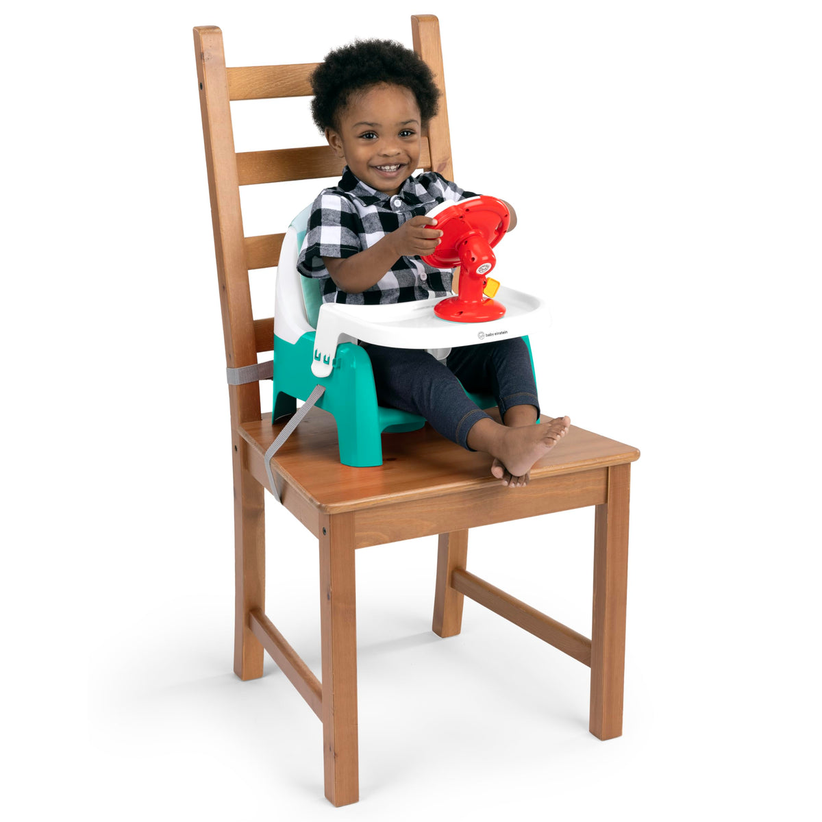 2 in 1 Compact Booster Feeding Seat with Musical Steering Wheel Toy X915