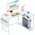 40 Inch L Shaped Computer Desk with Reversible Storage Shelves White K38629