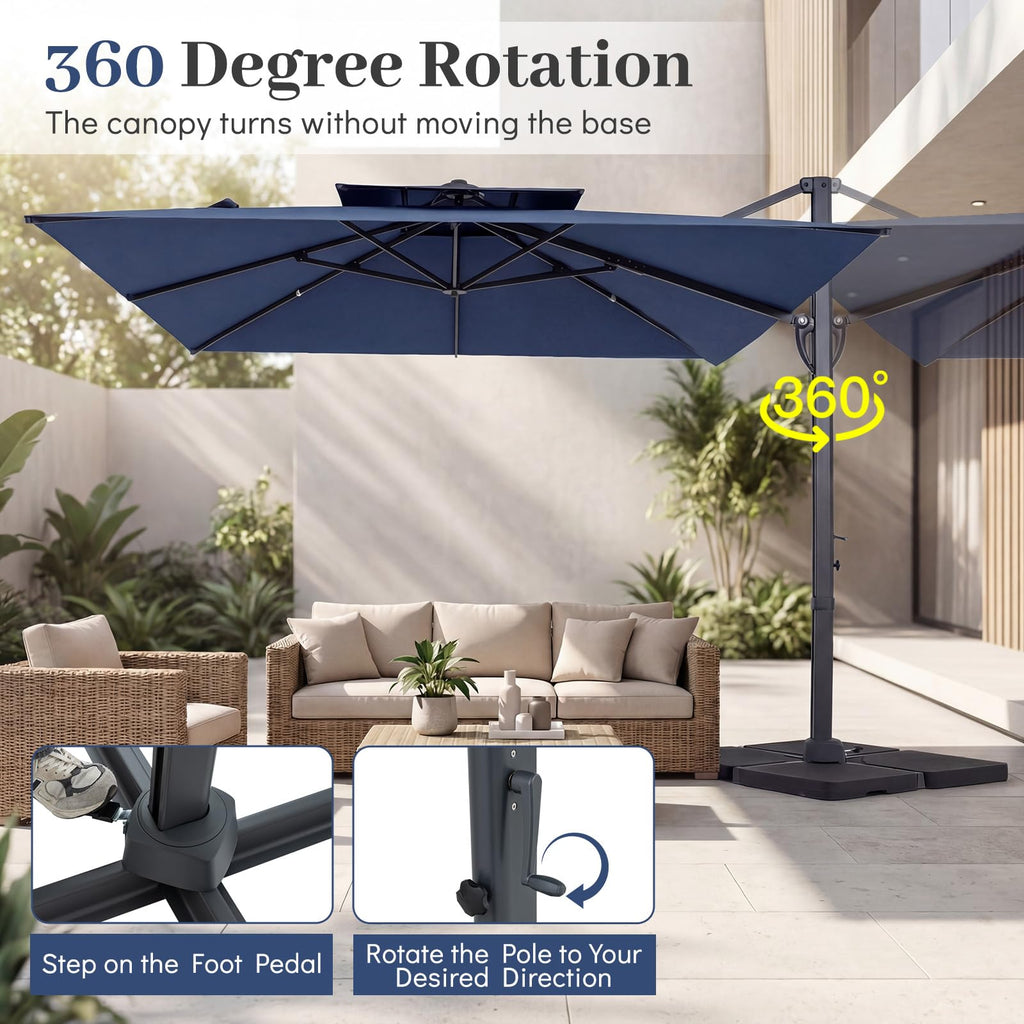 10 FT Navy Blue Cantilever Patio Umbrella T369