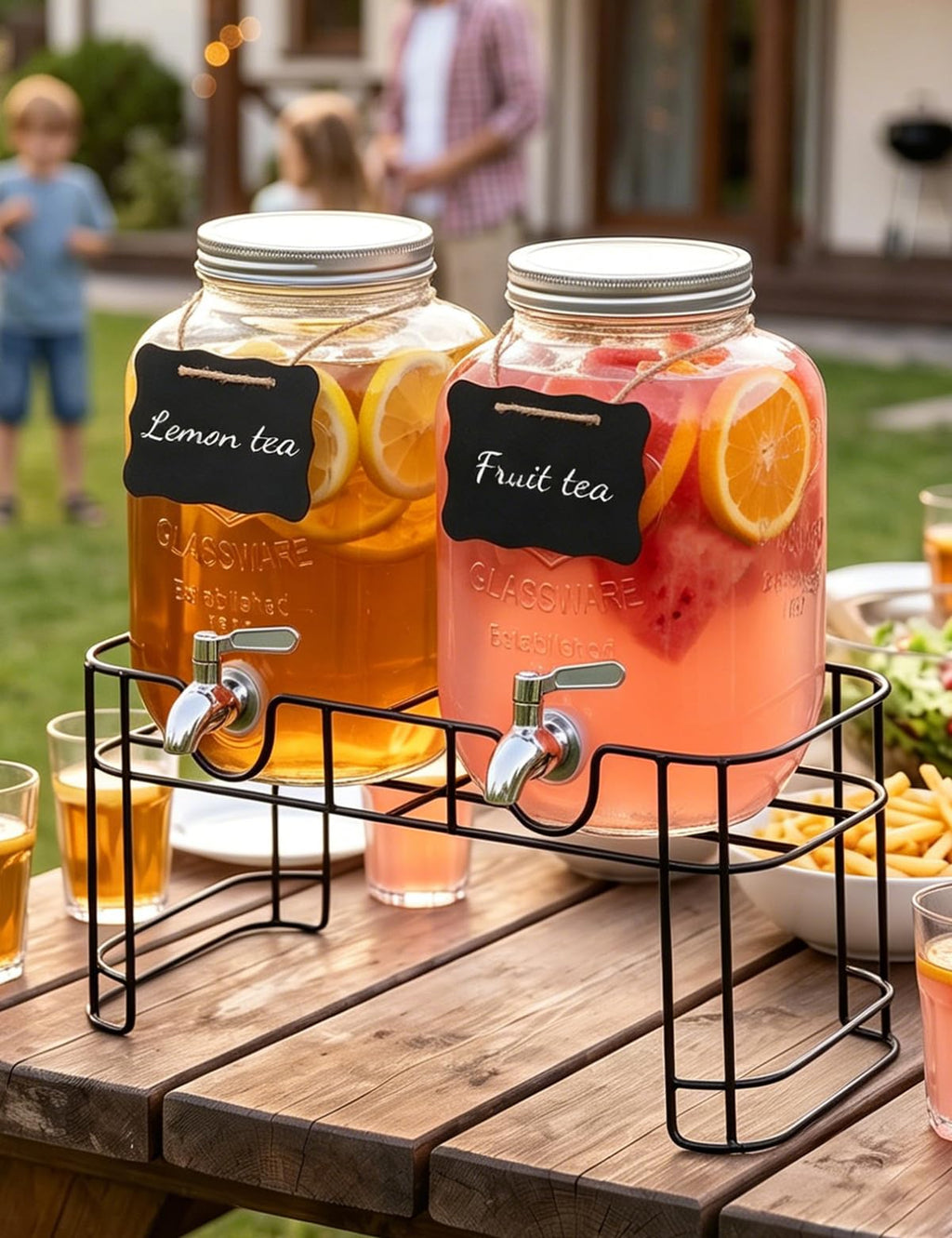 Glass Drink Dispensers 2 Pack with Stand S23450