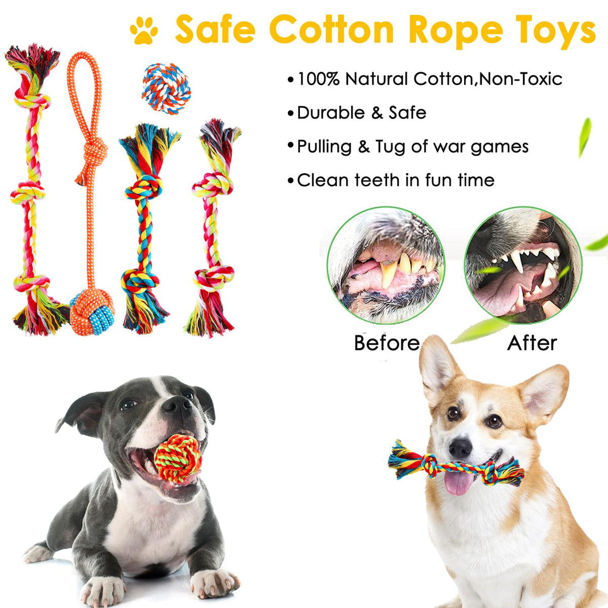 25 Pack Puppy Chew Toys with Squeak Plush Rope Toys G209