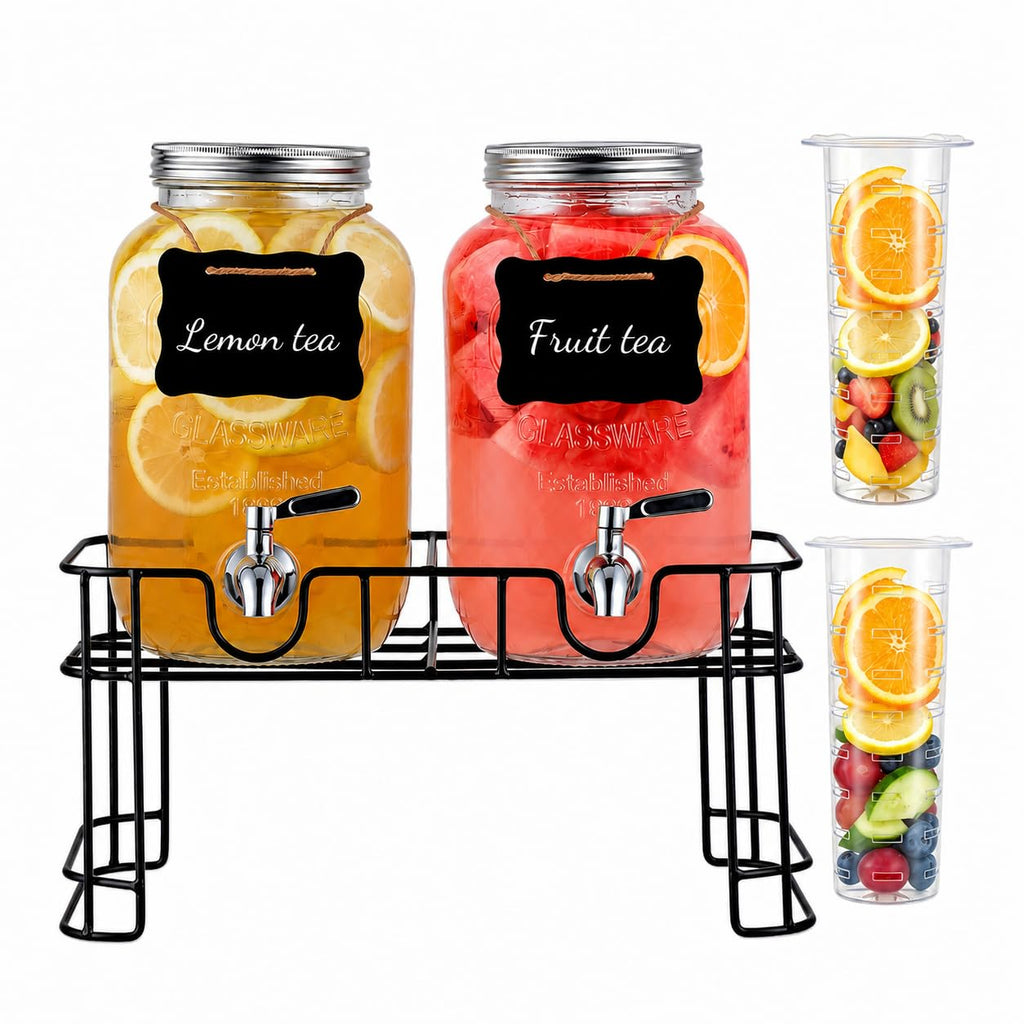 Glass Drink Dispensers 2 Pack with Stand S23450