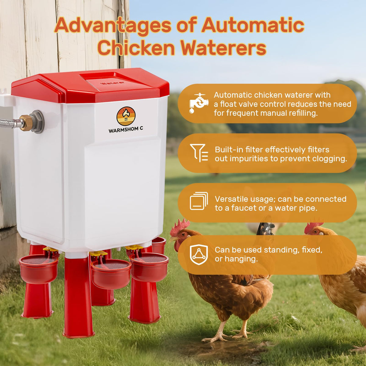 Automatic Chicken Waterer with Stainless Steel Hose I9738