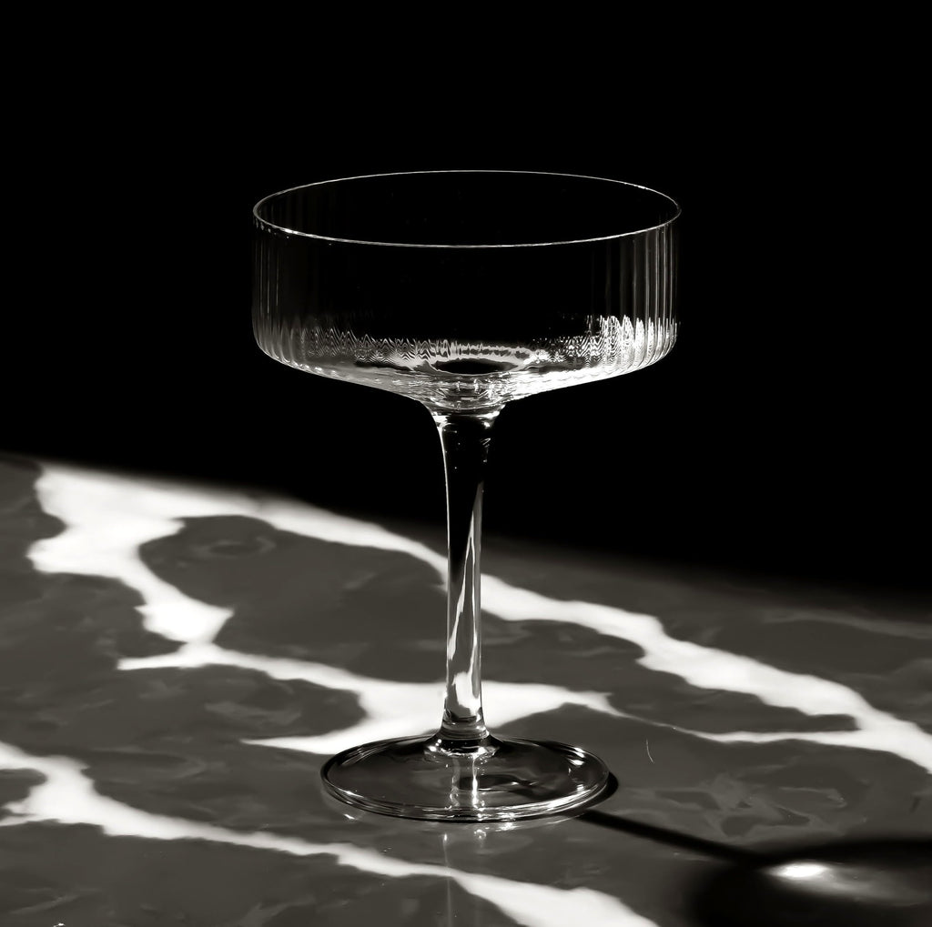 Clear Ribbed Martini Coupe Glasses Set of 2 N23486