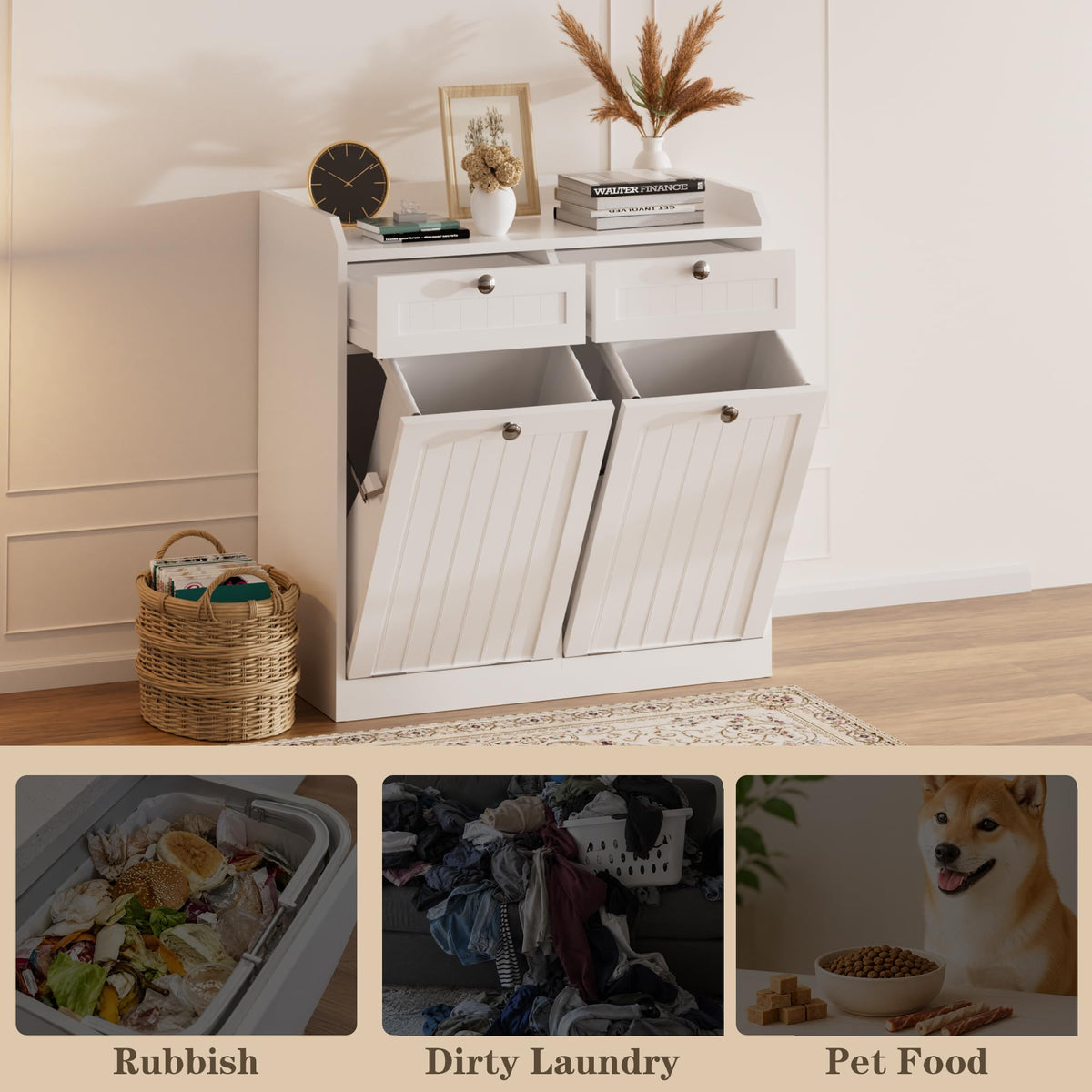 8 Gallon Double Tilt Out Trash Can Cabinet E75192