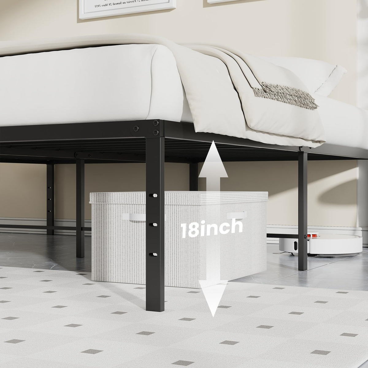 Queen Size 18 Inch Metal Platform Bed Frame Y740