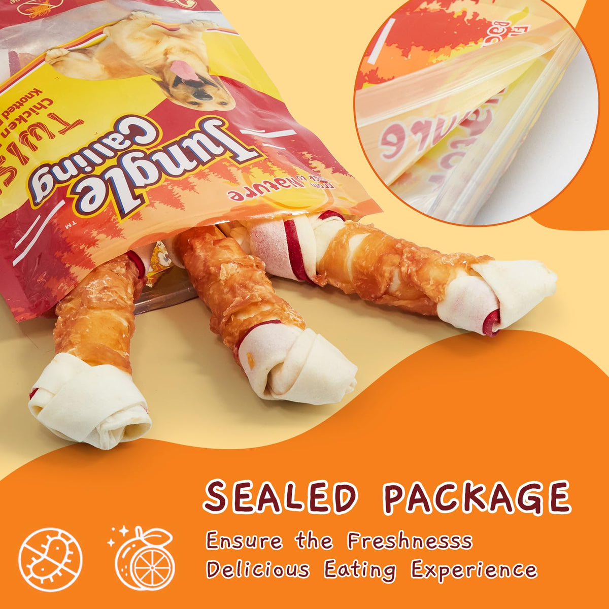 6.5" Chicken Wrapped Rawhide Knotted Bones, 2 lb (3 Packs) J311843