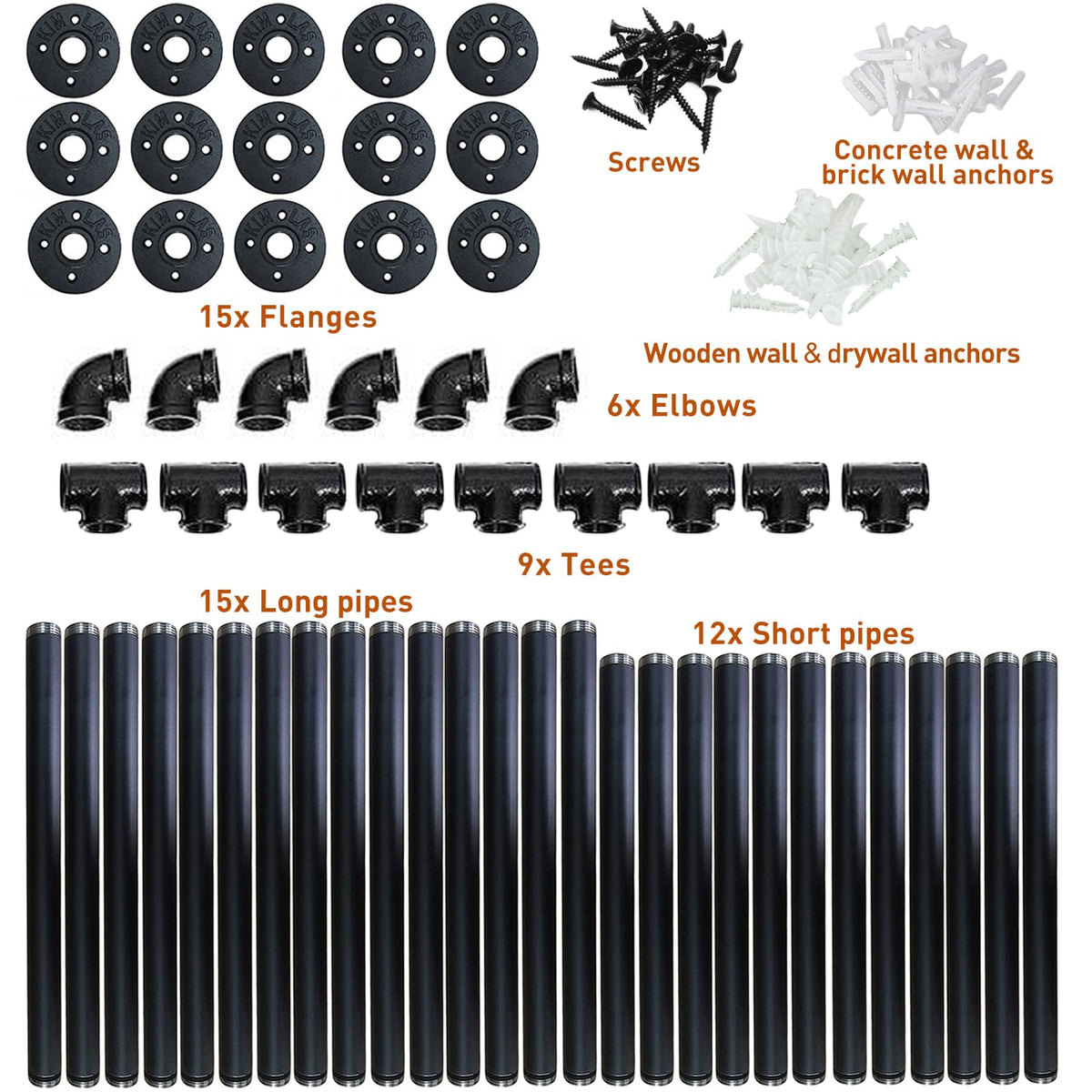 Industrial Iron Pipe 5-Tier Shelves V19836