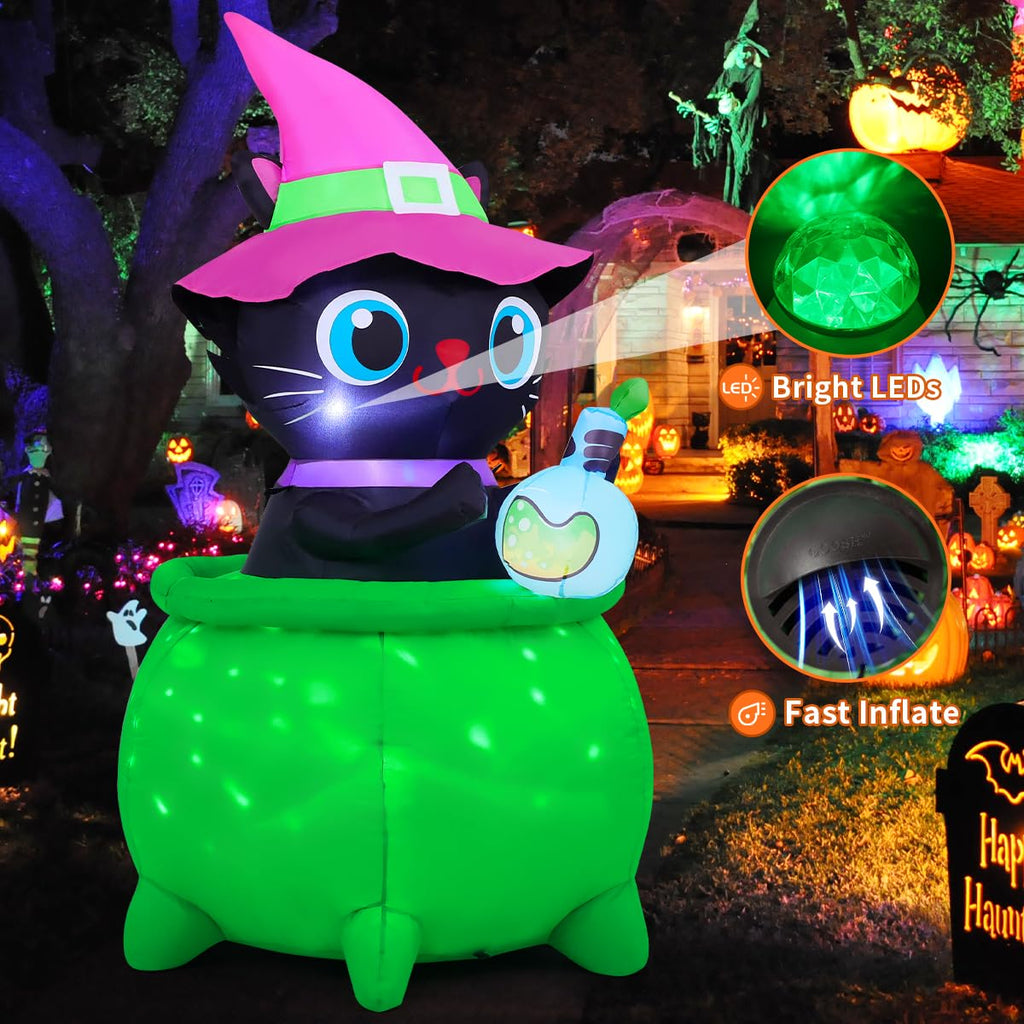6 FT Halloween Inflatable Cat with LED Lights B56177