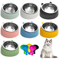 7 Pcs Stainless Steel Raised Cat Food Bowl G296