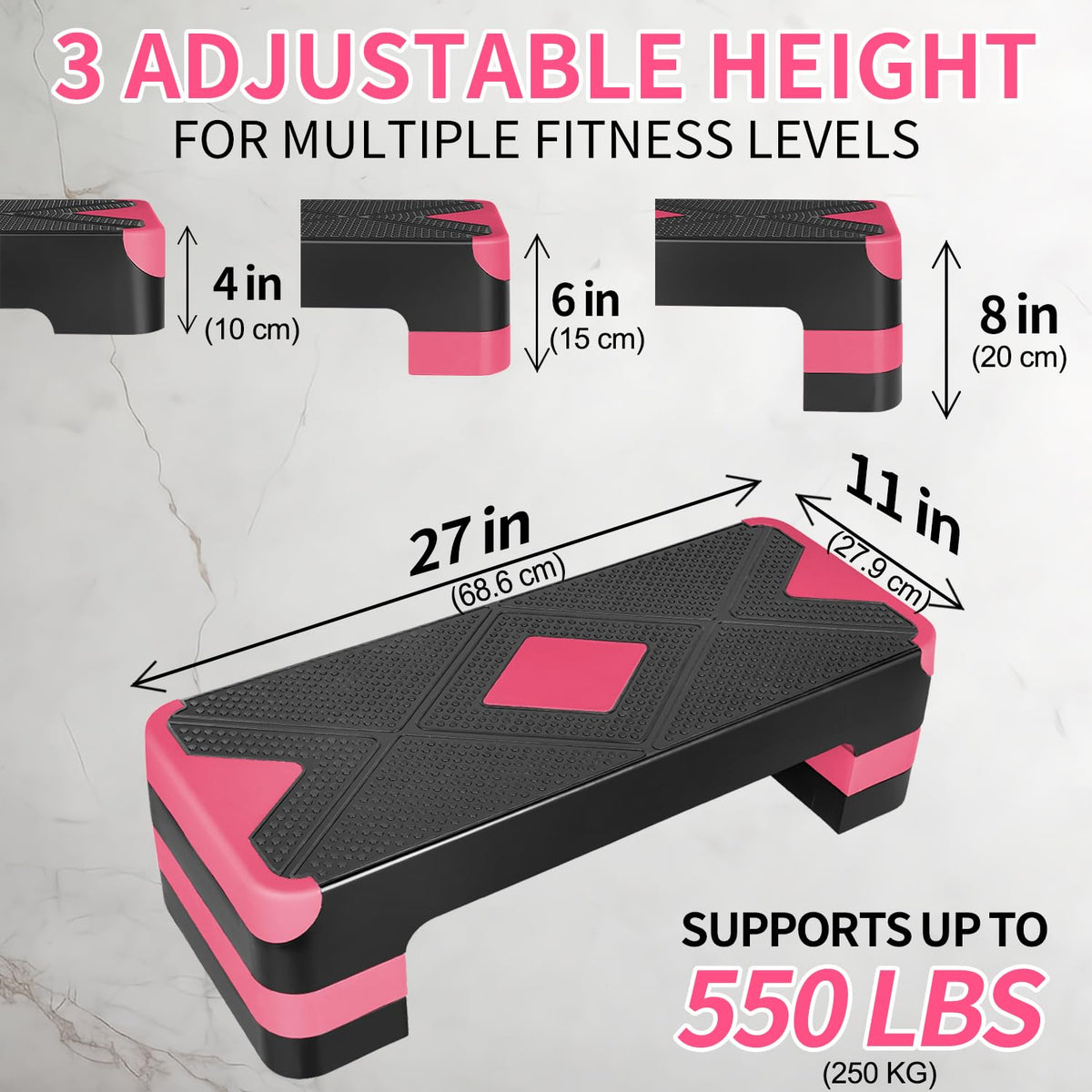 27" Adjustable Aerobic Exercise Step Platform C468