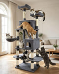 70" Cat Tree with 2 Condos and Wide Perches, Gray J247960