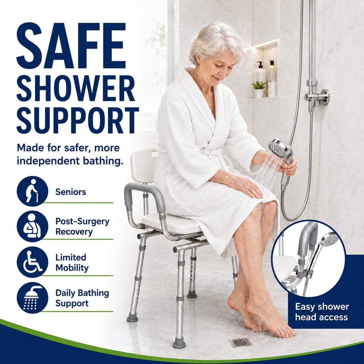 Adjustable Swivel Shower Chair Q270
