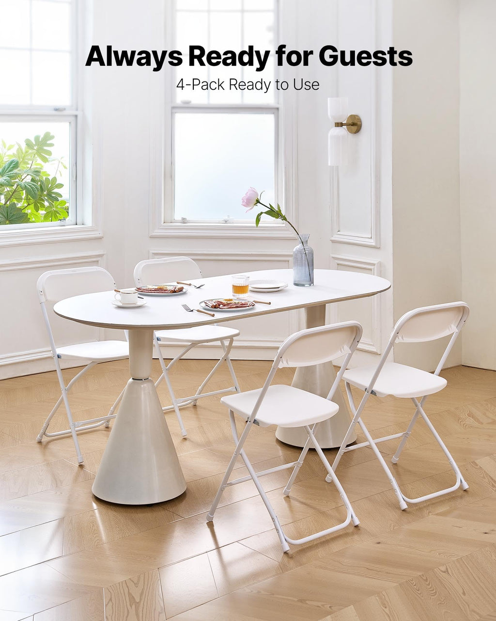 4 Pack Folding Plastic Chairs with Metal Frame Y18227