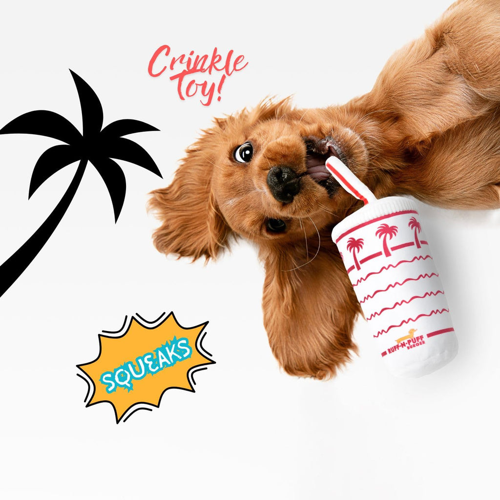 Palm Cup Dog Toy Plush Squeaky Crinkle Pet Toy J629