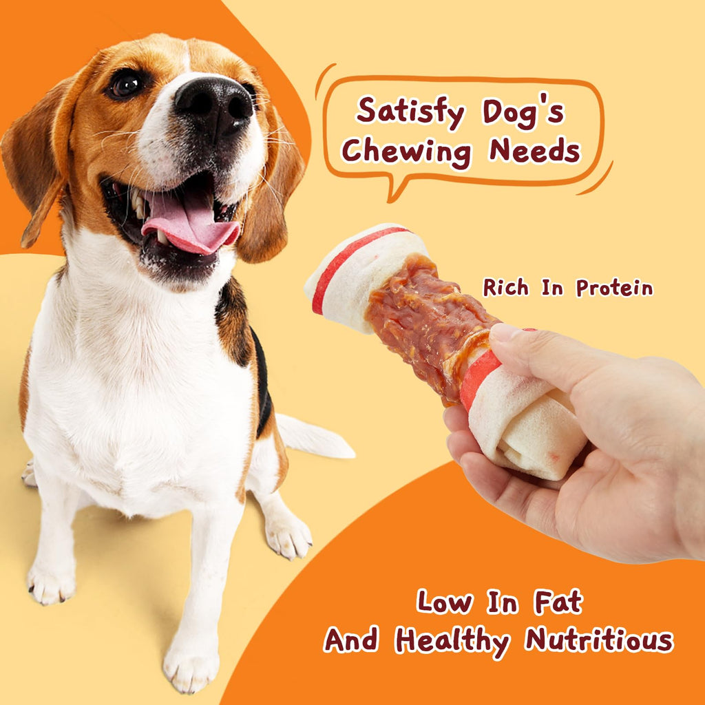 6.5" Chicken Wrapped Rawhide Knotted Bones, 2 lb (3 Packs) J311843