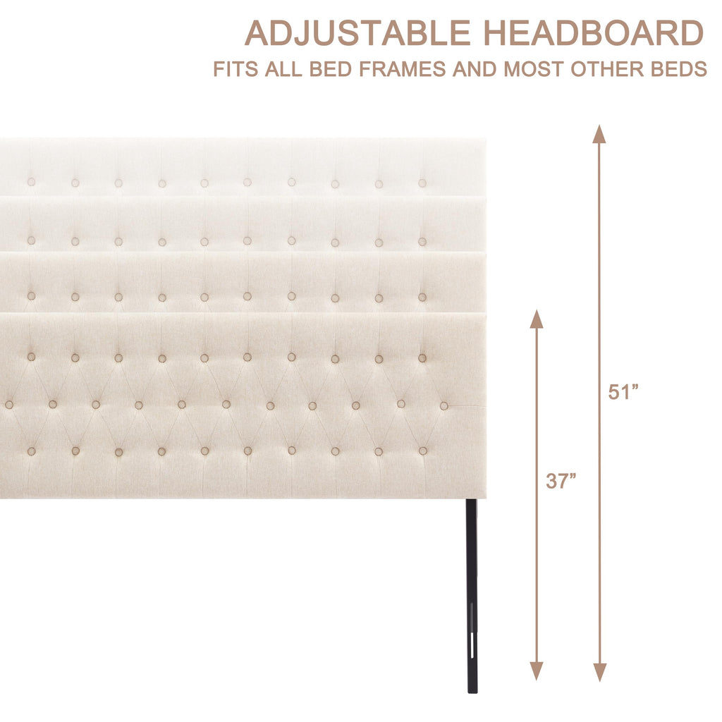 Beige Tufted Upholstered Queen Size Headboard S3401
