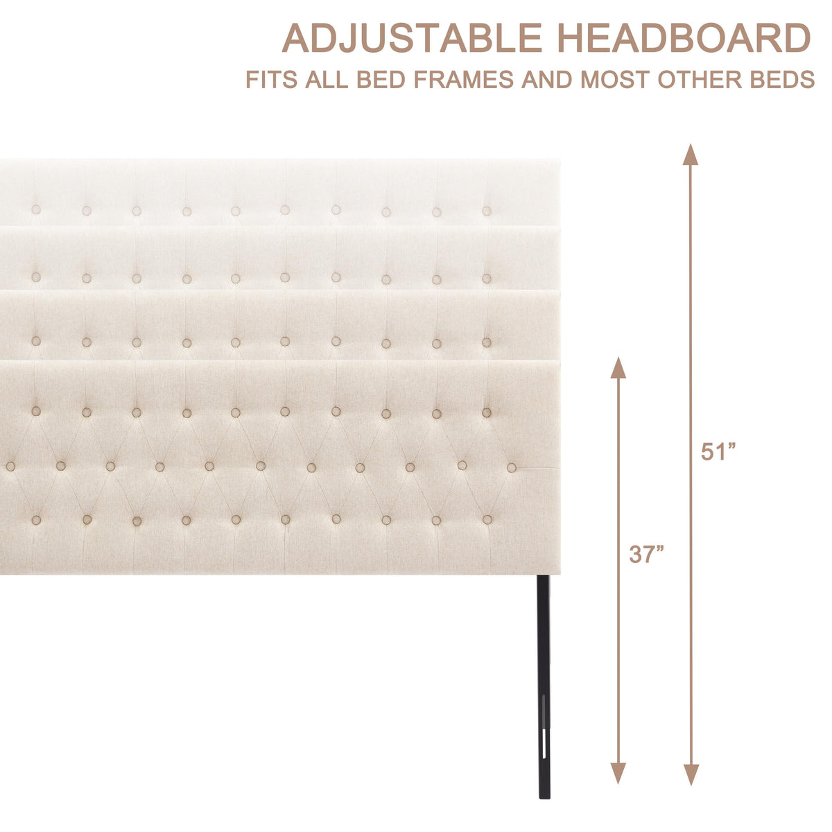 Beige Tufted Upholstered Queen Size Headboard S3401