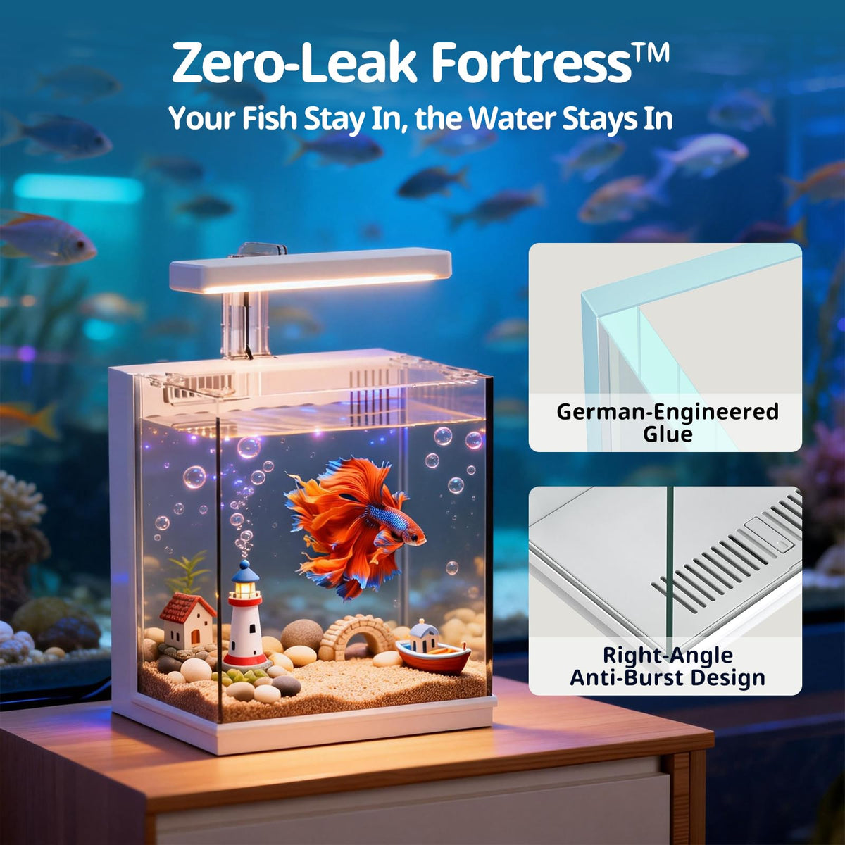 2 Gallon Aquarium Kit with Filtration & LED Light Q1065