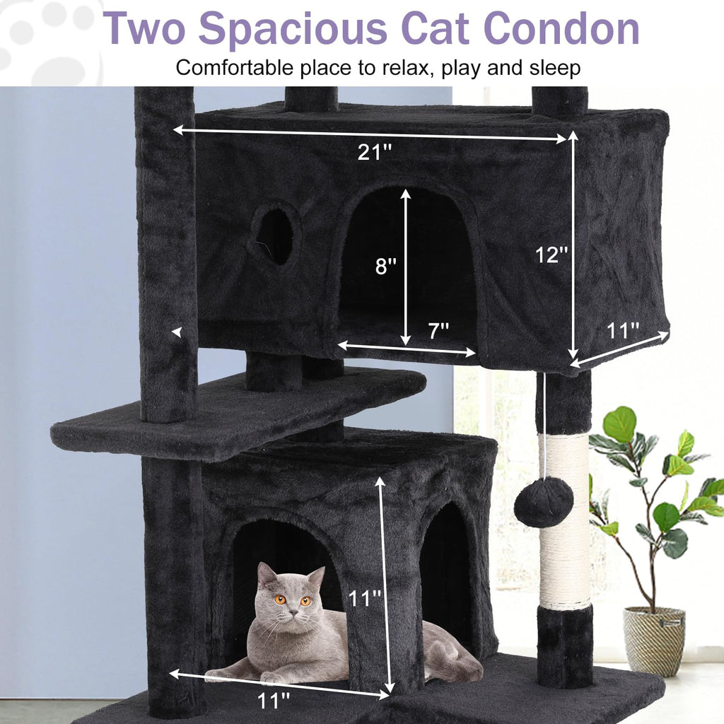 70 Inches Multi-Level Cat Tree with Litter Box Enclosure Dark Gray D73256