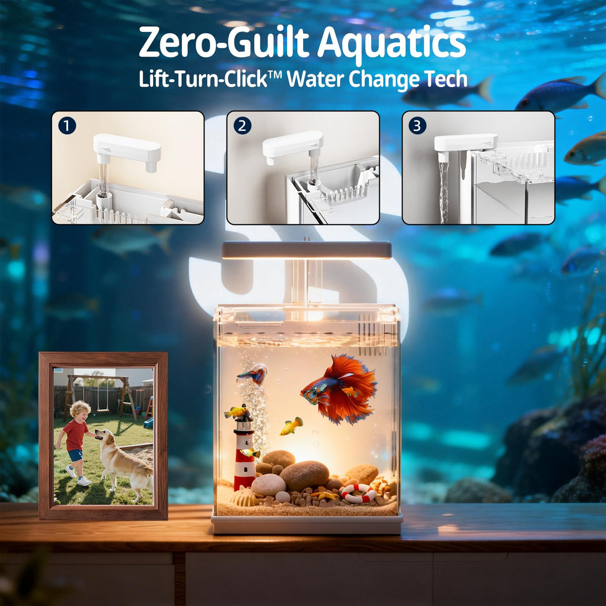 2 Gallon Aquarium Kit with Filtration & LED Light Q1065