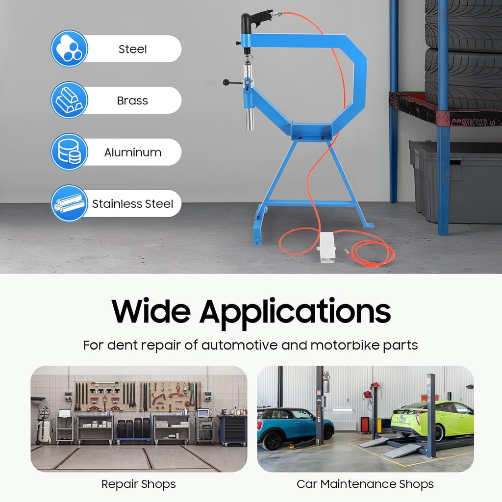 Pneumatic Planishing Hammer Metal Shaping Tool with Cast-Iron Stand C986