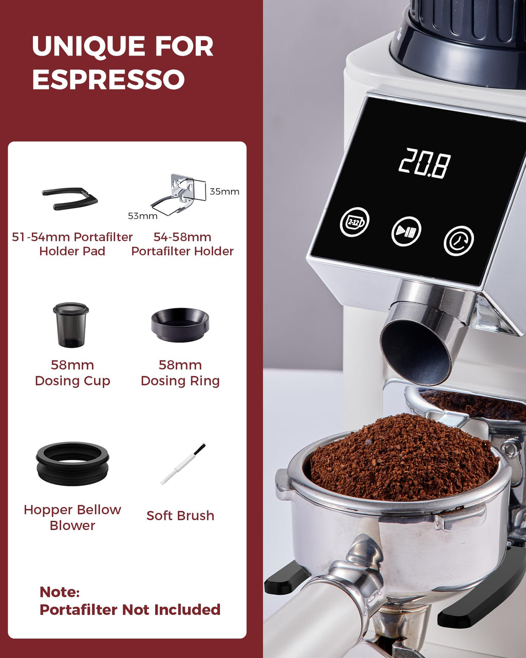 Conical Burr Coffee Grinder, 48 Grind Settings, Ivory M68820