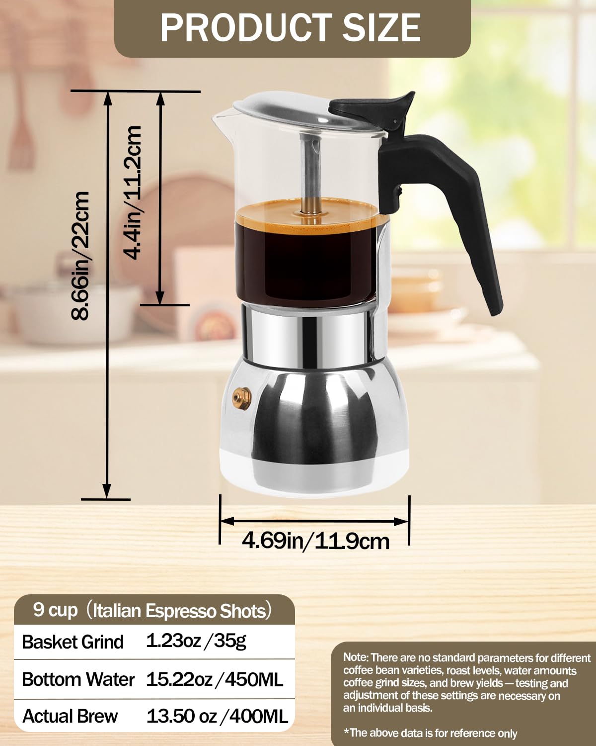 9 Cup 15 oz Stovetop Espresso Moka Pot R94016