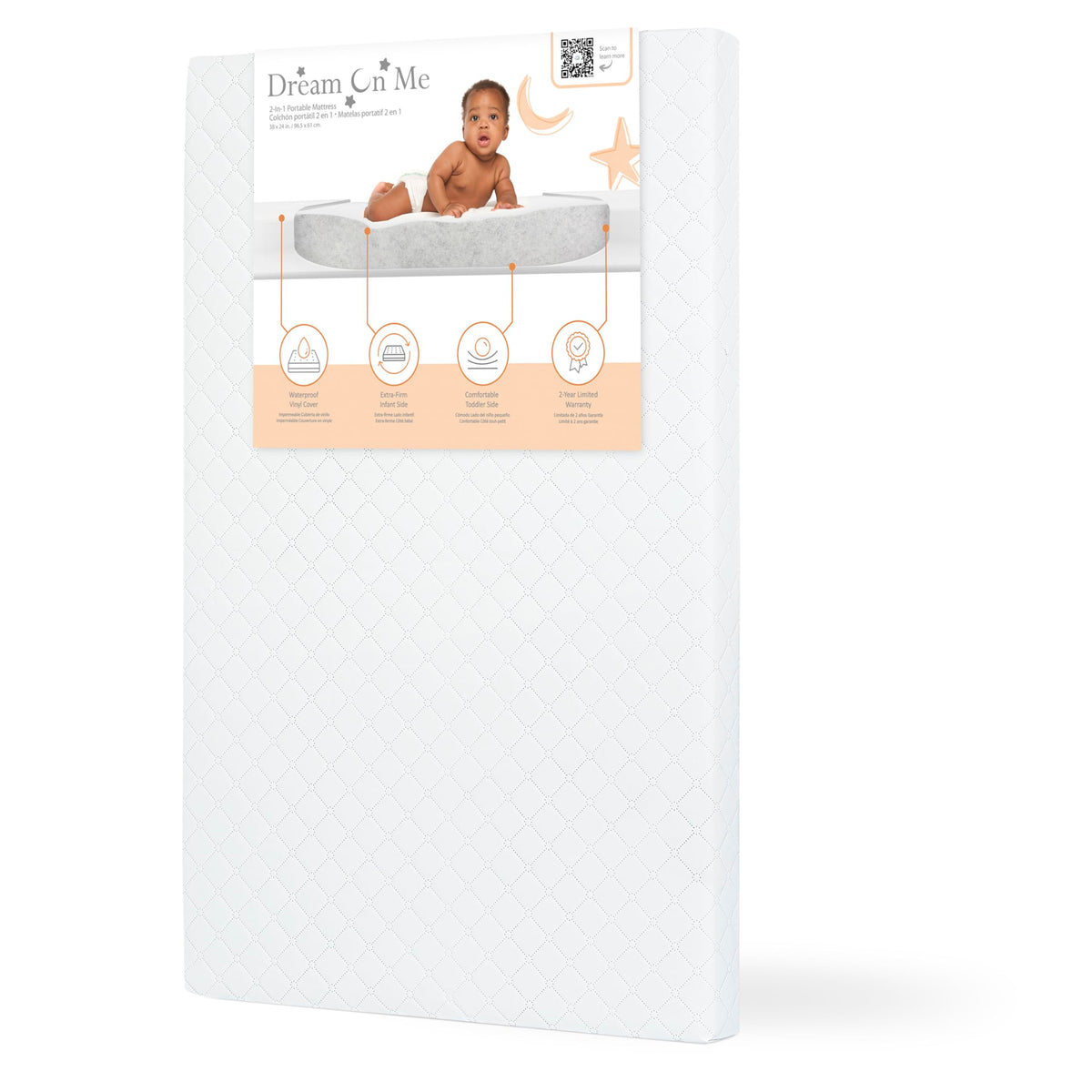 2-in-1 Mini Crib Mattress, Dual-Sided Waterproof C76736