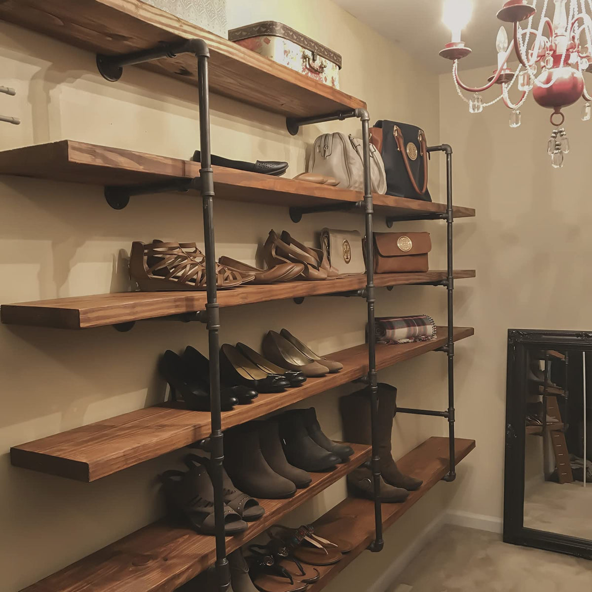 Industrial Iron Pipe 5-Tier Shelves V19836