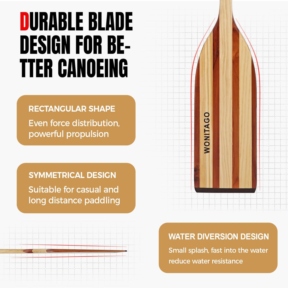 Wooden Canoe Paddle with Palm Grip Q53970