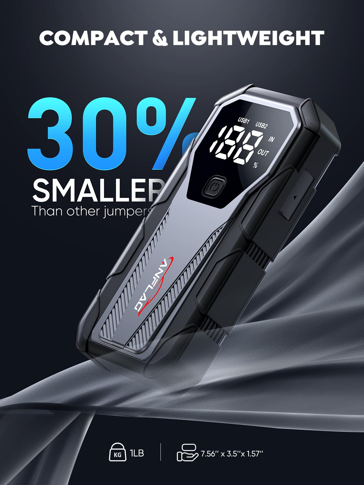 6000A 12V Portable Jump Starter with LED Display S35715