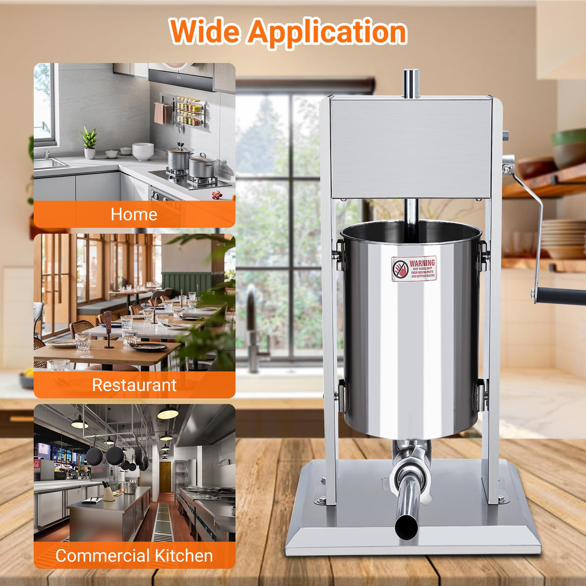 Manual 5L Stainless Steel Sausage Stuffer with 5 Stuffing Tubes Z64898