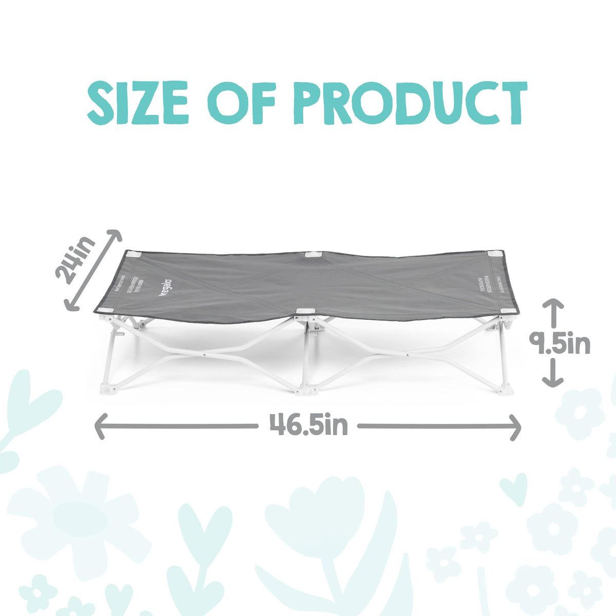 Portable Toddler Cot, Foldable Lightweight Travel Bed, Gray Z2440