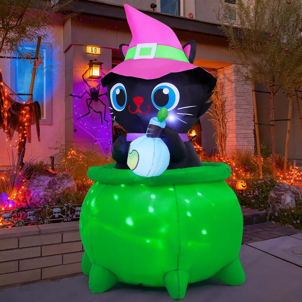 6 FT Halloween Inflatable Cat with LED Lights B56177
