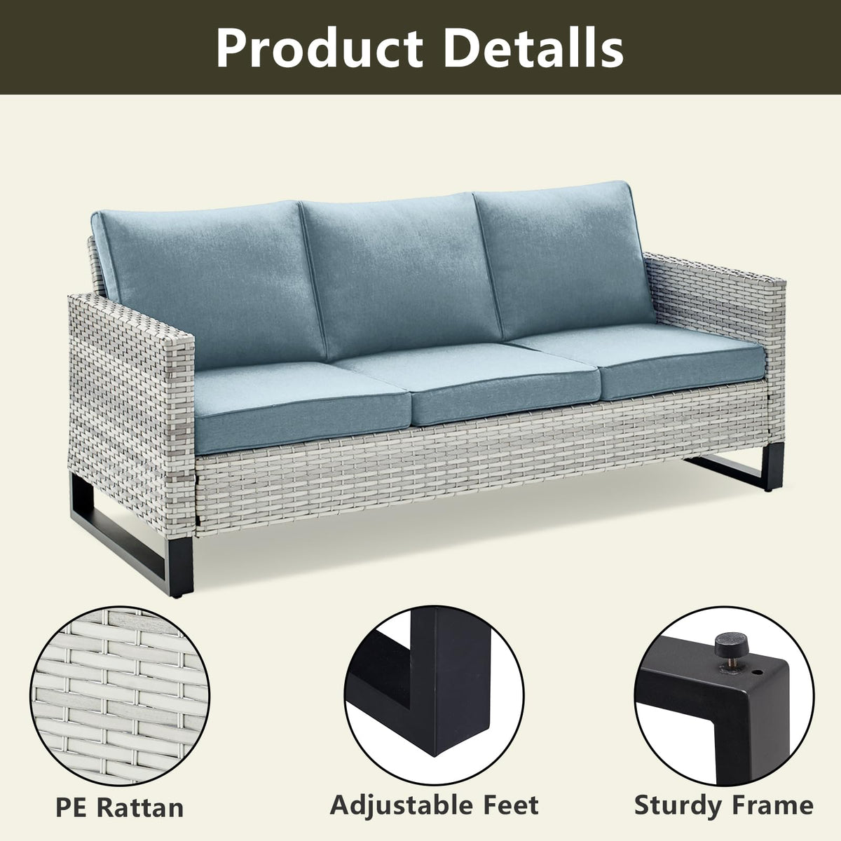 6 Piece Wicker Patio Conversation Set with Couch and Side Table E42347