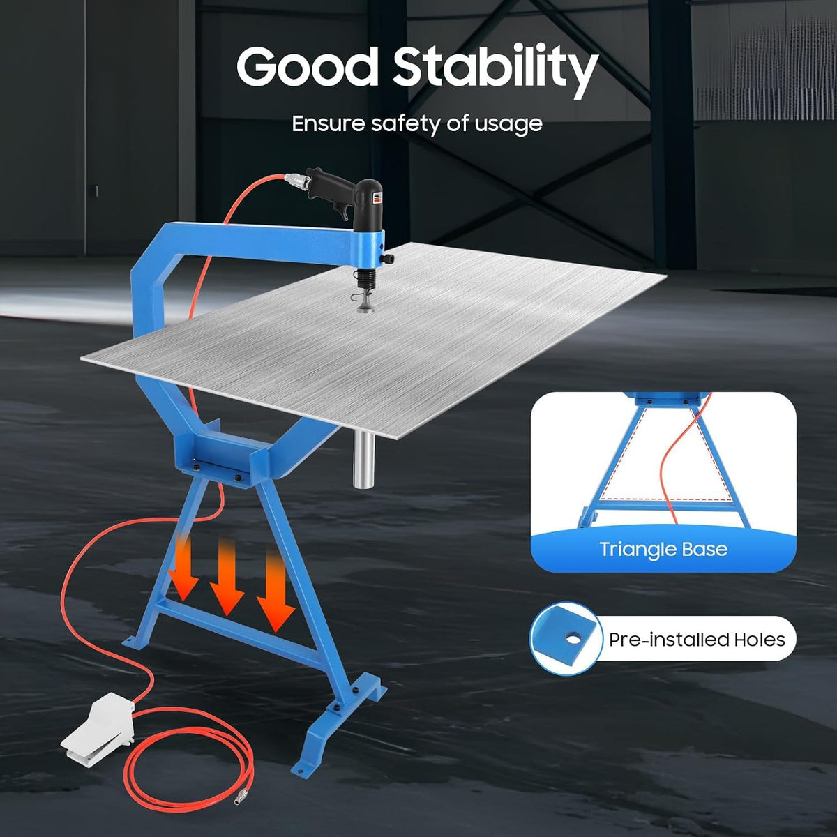 Pneumatic Planishing Hammer Metal Shaping Tool with Cast-Iron Stand C986