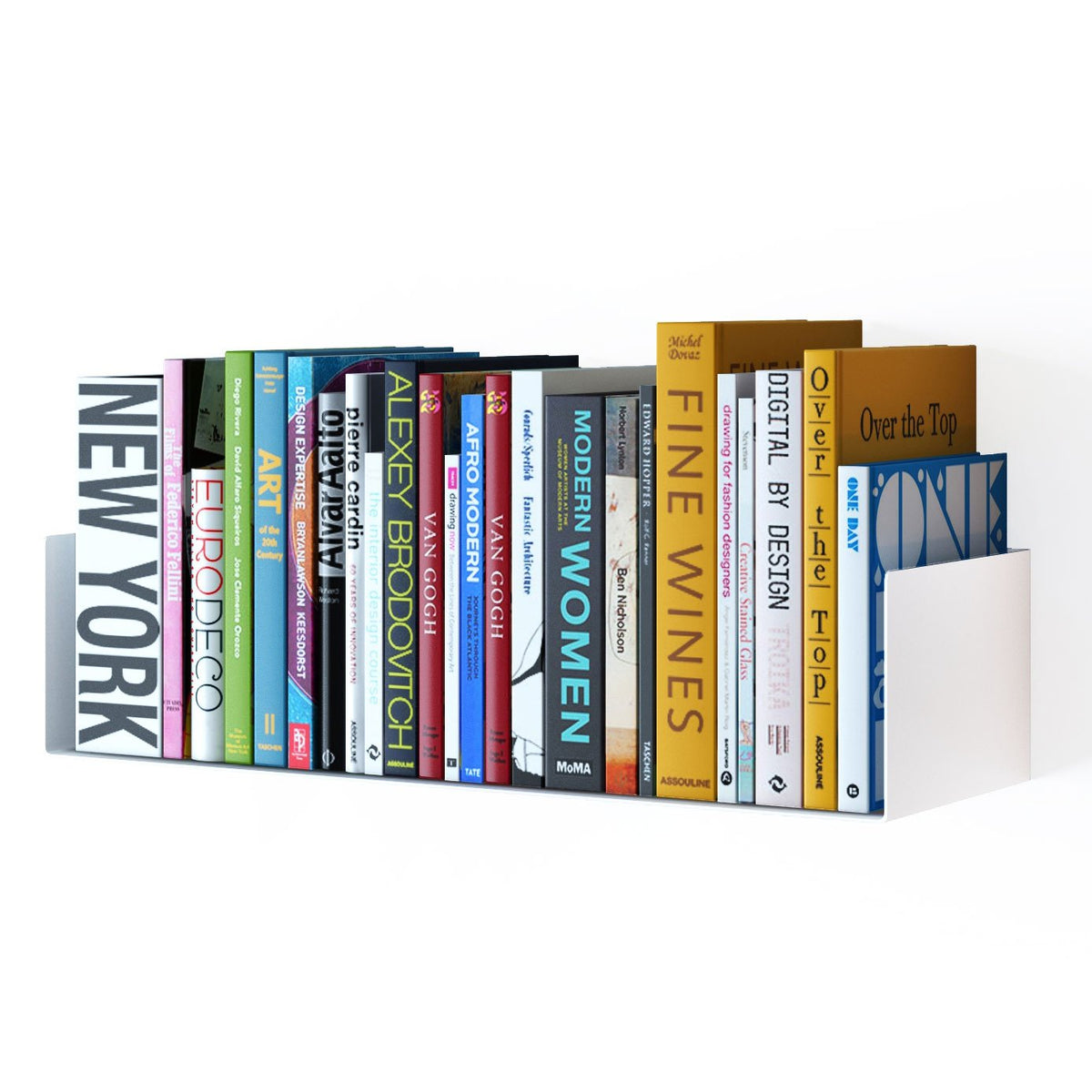White Metal U Shape Wall Mountable Bookshelf M745020