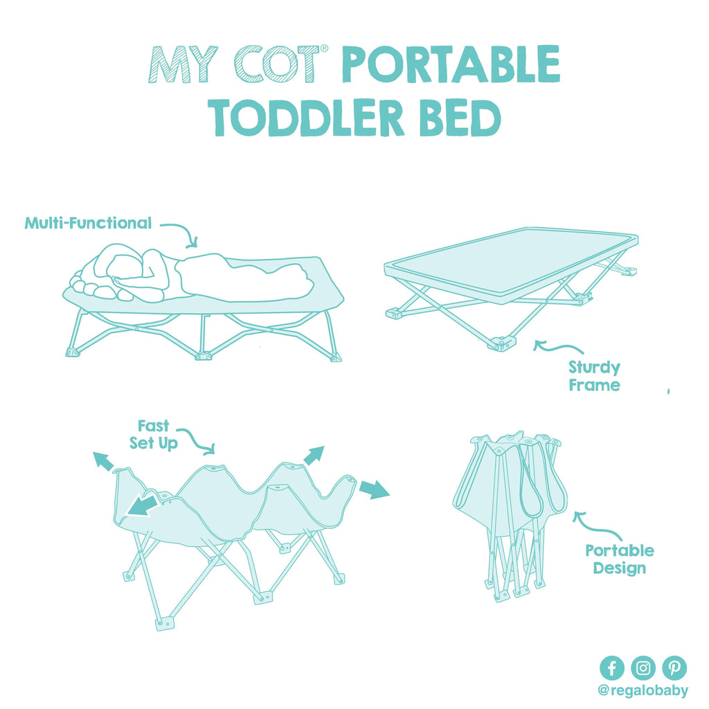 Portable Toddler Cot, Foldable Lightweight Travel Bed, Gray Z2440